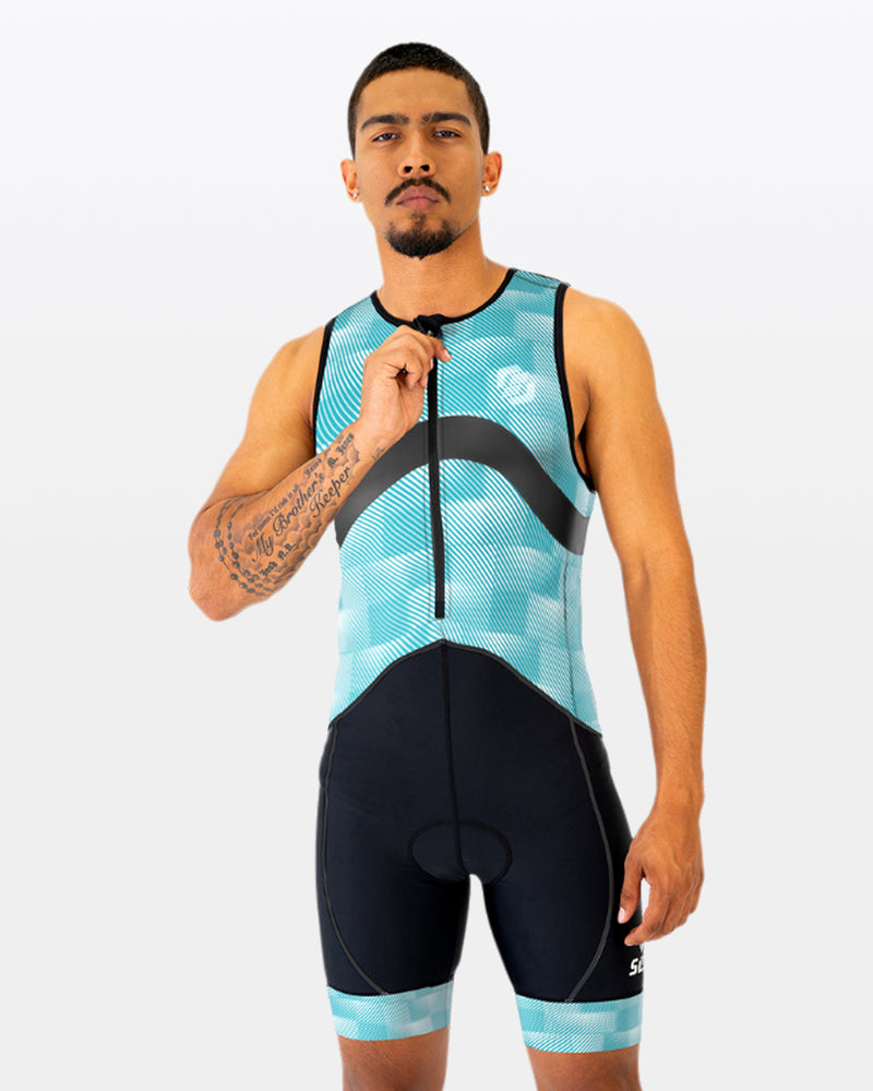 Men's Pro Enduro Tri Suits - Blue Fractal