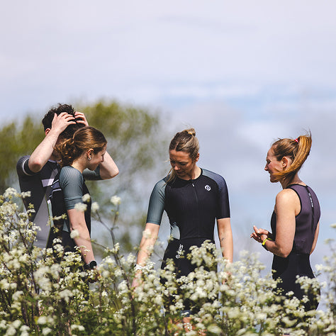 Triathletes training together