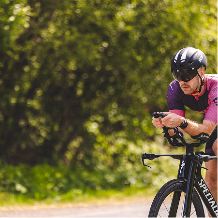 Triathlete riding a bicycle