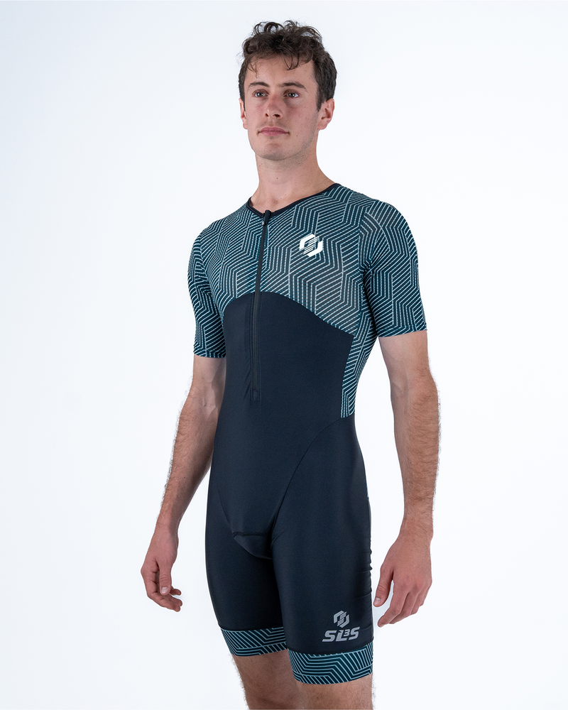 Men's Pro Aero Flash X1 Tri Suits - Carbon Teal